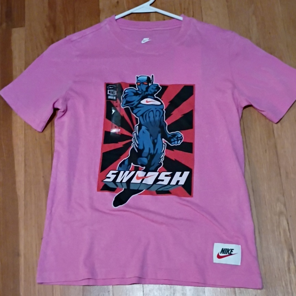 Nike Pink Acid Wash The Flash Swoosh Tee with Bold Graphic Youth Medium Nwt